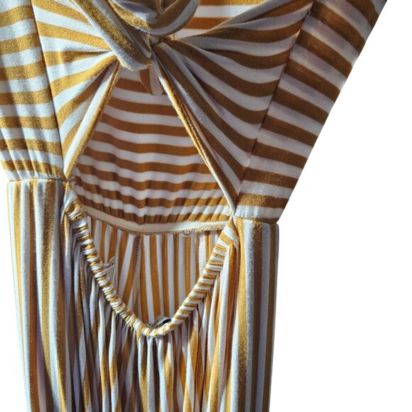 American Eagle Yellow & White Striped Halter Jumpsuit S Soft Fabric - Picture 4 of 9